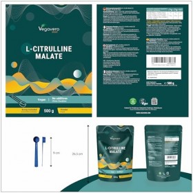 L-Citrulline Malate 2:1 | 500g Poudre | 100% Pure & Sans Additif | Pre Workout Vegan & Endurance | Vegavero®