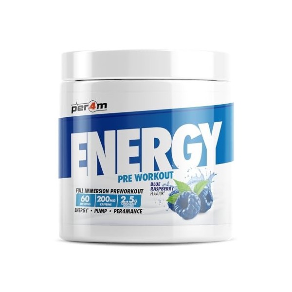 Per4m Energy Pre-Workout 60 Servings Framboise bleue - Pré-entraînement - Booster de pré-entraînement