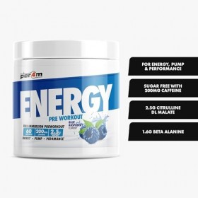 Per4m Energy Pre-Workout 60 Servings Framboise bleue - Pré-entraînement - Booster de pré-entraînement