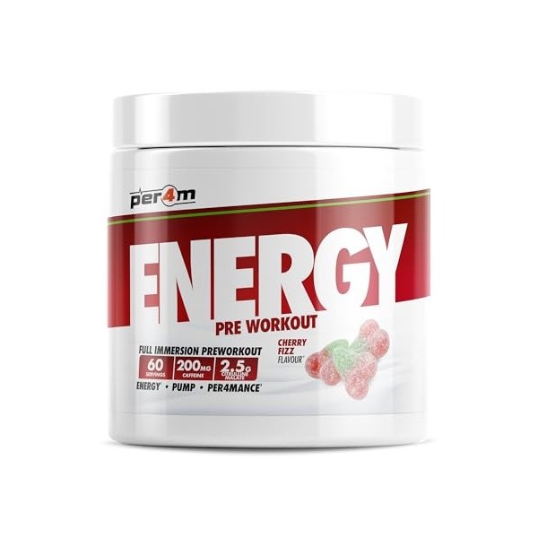 Per4m Energy Pre-Workout 60 Servings Fizz à la cerise - Pré-entraînement - Booster de pré-entraînement