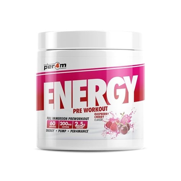 Per4m Energy Pre-Workout 60 Servings Framboise Cerise - Pré-entraînement - Booster de pré-entraînement