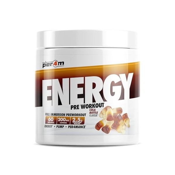 Per4m Energy Pre-Workout 60 Servings Bouteille de cola - Pré-entraînement - Booster de pré-entraînement