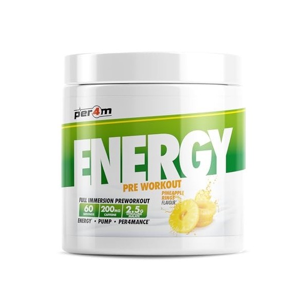 Per4m Energy Pre-Workout 60 Servings Anneaux dananas - Pré-entraînement - Booster de pré-entraînement