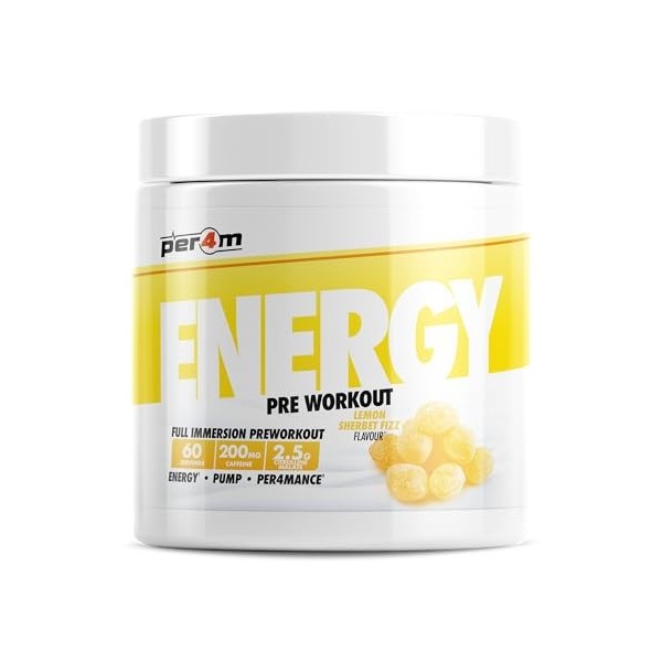 Per4m Energy Pre-Workout 60 Servings Fizz au citron et au sherbet - Pré-entraînement - Booster de pré-entraînement