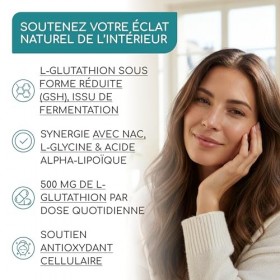 GLUTATHION Réduit à 98% - L-Glutathion avec Précurseurs dont NAC, Acide Alpha-Lipoïque & L-Glycine - Obtenu par Fermentation 
