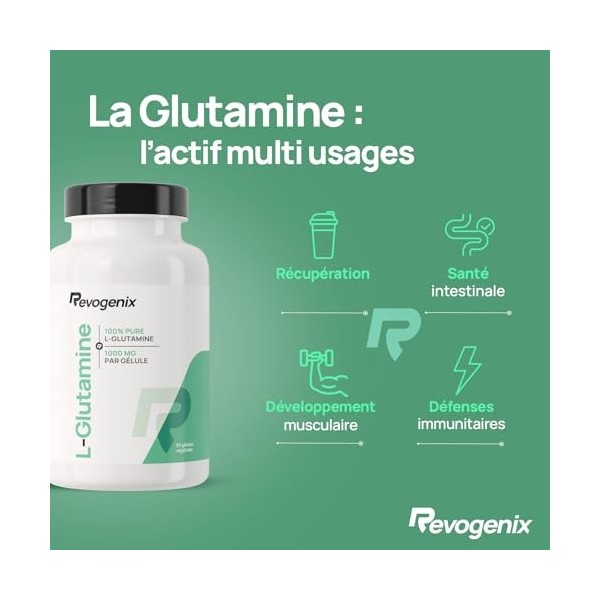 L-Glutamine 3000 MG | 100% Pure Glutamine Végétale | 1 à 3 mois de cure | Récupération Musculaire, Santé Intestinale et Immun