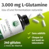 Green Naturals® L-Glutamine – Haute dose 3 000 mg par dose journalière – Acide aminé pur sous forme libre issu de fermentatio