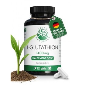 Green Naturals® L-Glutathion réduit – Hautement dosé 1.400 mg par dose journalière – Issu de fermentation naturelle – Qualité
