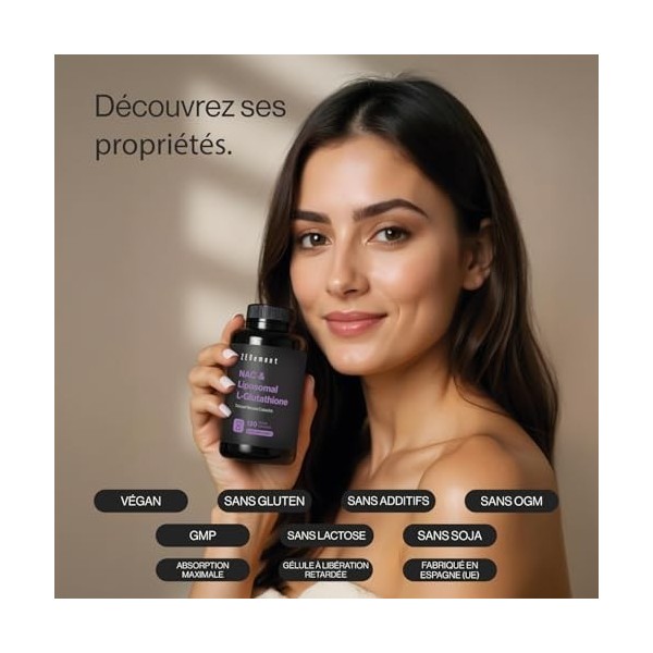 NAC avec L-Glutathion Liposomal – Formule Avancée avec N-Acétylcystéine et Glutathion à Haute Absorption – Gélules Végétales 