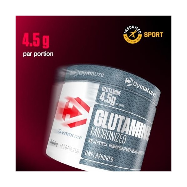 Dymatize Glutamine Micronized Unflavoured Powder 400g - Acide aminé - glutamine