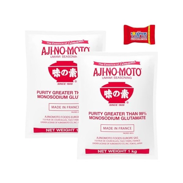 AJINOMOTO Glutamate monosodique, 2 x 1000 g , glutamate monosodique MSG , exhausteur de goût de qualité supérieure pour cui