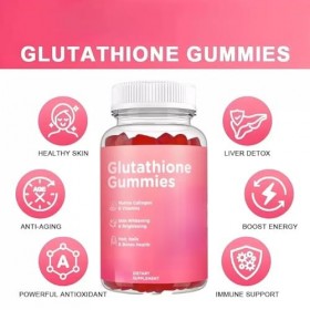 Gummies au glutathion, réduisent les rides et anti-âge, soutiennent la santé des cheveux, de la peau, des ongles et des os, c