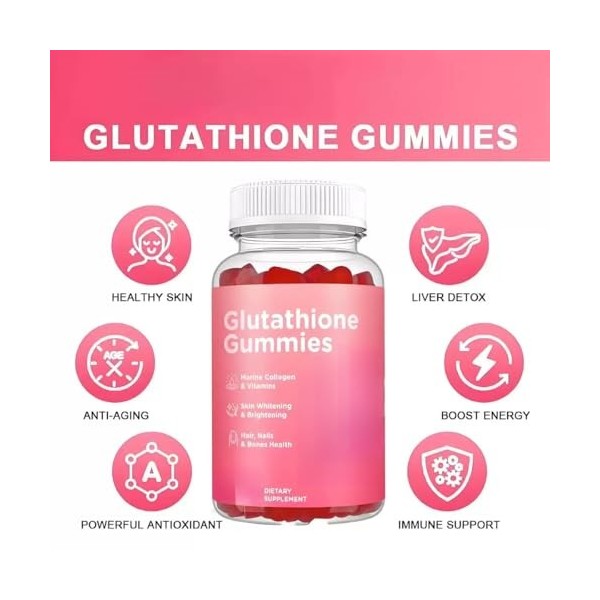Gummies au glutathion, réduisent les rides et anti-âge, soutiennent la santé des cheveux, de la peau, des ongles et des os, c