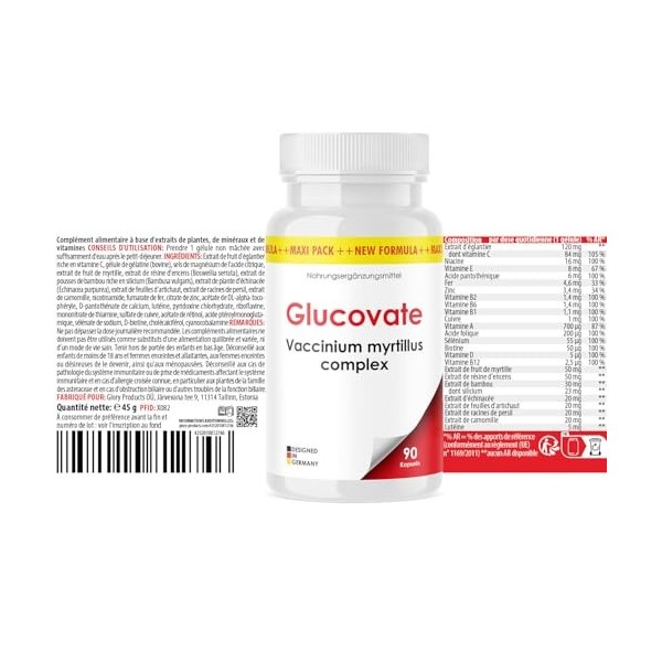 Glucovate Gélules | Goût neutre | Sans gluten & lactose | 90 gélules | 1x