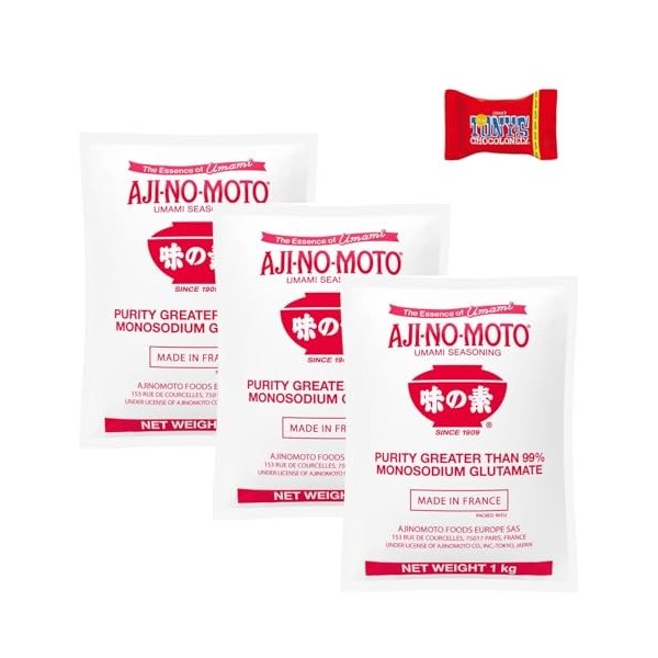 AJINOMOTO Glutamate monosodique, 3 x 1000 g , glutamate monosodique MSG , exhausteur de goût de qualité supérieure pour cui