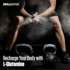 SKILL Glutamine - Poudre de L-Glutamine de haute qualité | Favorise la régénération et la reconstruction musculaire | Sans su