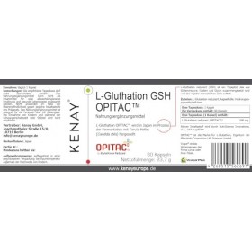 L-Gluthation GSH OPITAC™ 60 gélules 500 mg Complément alimentaire végétalien KENAY EUROPE | Qualité japonaise