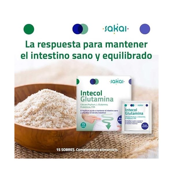 SAKAI INTECOL GLUTAMINA 15sbrs. – supplément conditionné en sachets pour boisson à mélanger, pratique à mélanger avec de l’ea