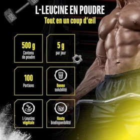 Leucine - 500 g de poudre - Haute pureté - Matière première de première qualité : L-leucine naturelle fermentée - Acide aminé