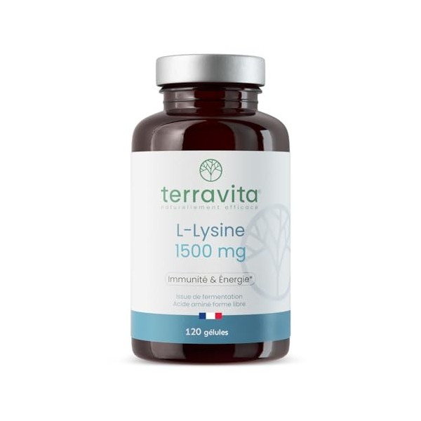 L-LYSINE 1500 mg + Vitamine C | Immunité Herpès, Bouton de Fièvre & Energie | 120 Gélules Vegan | Fermentation Végétale | A