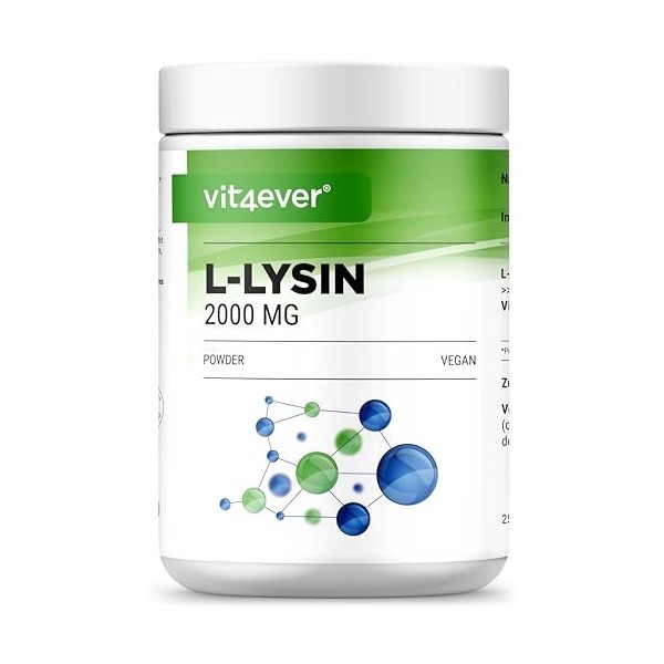 L-Lysine en poudre - 500g granulés - Bonne solubilité - Lysine HCL issue de fermentation végétale - Vegan - Vit4ever