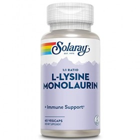 SOLARAY L-LYSINE MONOLAURIN 60vcaps. – recommandé en complément d’une alimentation équilibrée, complément complet proposé en 
