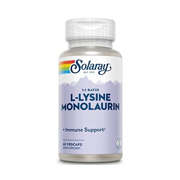 SOLARAY L-LYSINE MONOLAURIN 60vcaps. – recommandé en complément d’une alimentation équilibrée, complément complet proposé en 