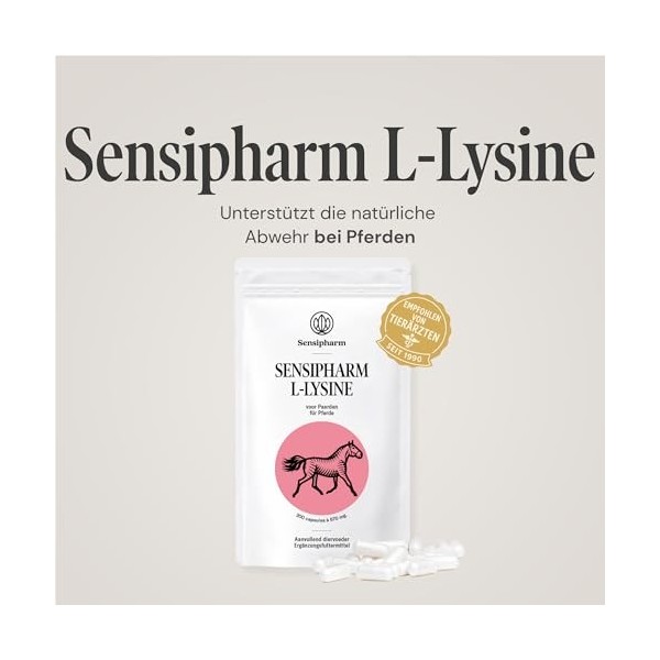 Sensipharm L-Lysine pour Chevaux 670 MG – Soutient Le métabolisme Musculaire Normal & Les défenses Naturelles – Acide aminé E
