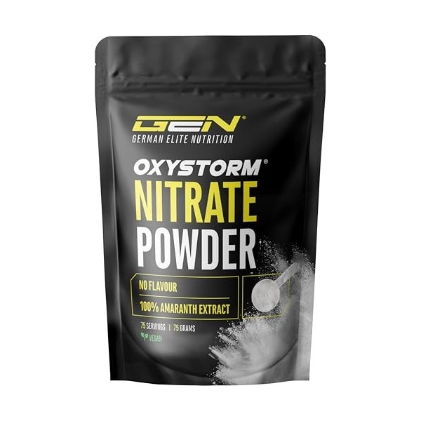 Nitrate Powder Oxystorm® 75 g - Poudre dextrait de feuille damarante pure - Optimal pour les boosters pré-entraînement - 