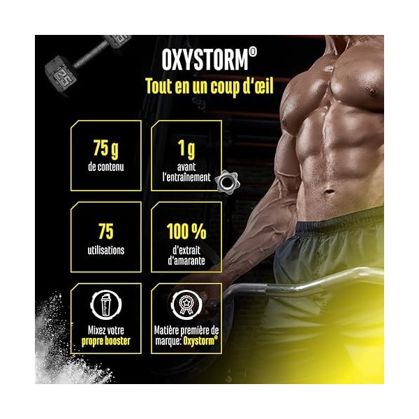 Nitrate Powder Oxystorm® 75 g - Poudre dextrait de feuille damarante pure - Optimal pour les boosters pré-entraînement - 