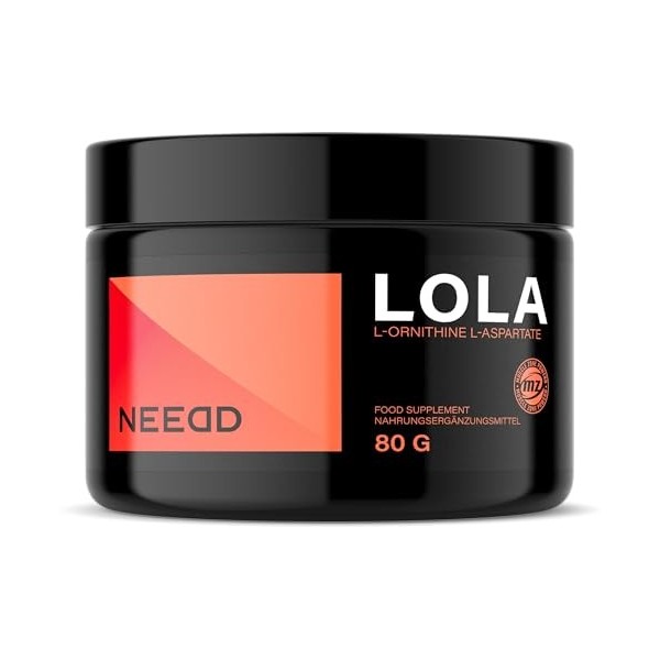 LOLA L-Ornithine-L-Aspartate Powder 80g -Mélange de deux acides aminés : Ornithine et acide L-aspartique 1000 mg par portio