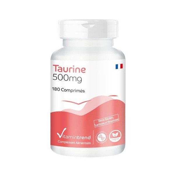 Taurine 500mg - Végan - ! POUR 6 MOIS ! - Boite de 180 comprimés | Vitamintrend®