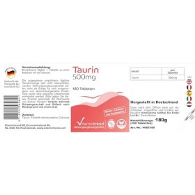 Taurine 500mg - Végan - ! POUR 6 MOIS ! - Boite de 180 comprimés | Vitamintrend®
