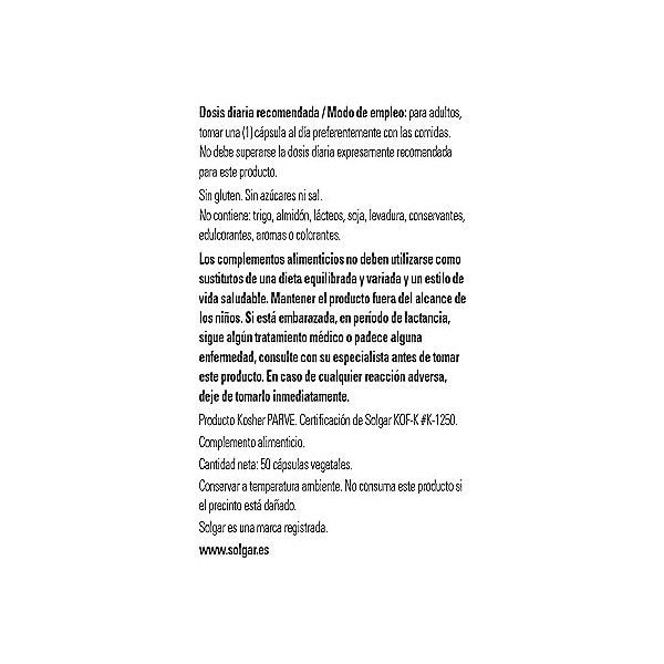 Solgar Taurine acides aminés 500mg 50 gélules