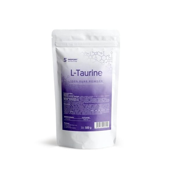 Taurine pure en poudre | Acide aminé pour énergie, endurance et récupération 500 Grammes – INSPORT