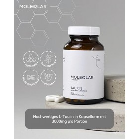 MoleQlar Taurine 90 gélules – 3000 mg/portion, fermentation responsable, haute pureté, végan, sans OGM