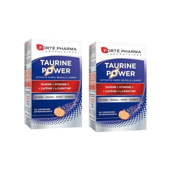 Forté Pharma -Pack x2 Taurine Power - Complément Alimentaire - Booster dÉnergie, Anti fatigue, Coup de boost - Caféine, Vita