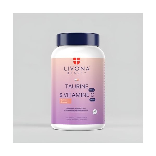 LIVONA BEAUTY Complexe Energie | Clareté | Mental | Résitance : Taurine 400mg, Caféine 193mg, Guanara 60mg - Sans gluten ni O