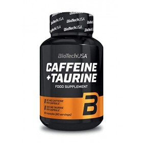 BioTechUSA Caffeine + Taurine | Chaque gélule contient 80 mg de caféine et 600 mg de taurine | Sans OGM | Sans gluten, 60 gél