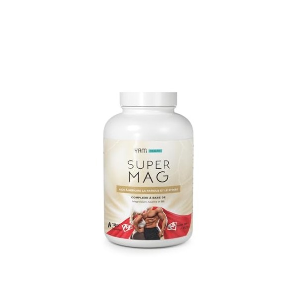 SuperMag - Magnésium Bisglycinate + Taurine + Vitamine B6 - Biodisponibilité Maximale - 180 Gélules - YAM Nutrition