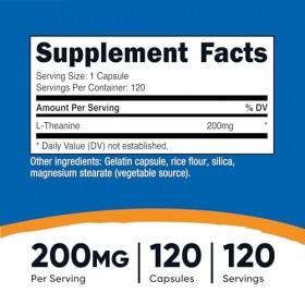 Nutricost L-Théanine 200mg, 120 Capsules, Double Puissance - Non-OGM, Sans Gluten