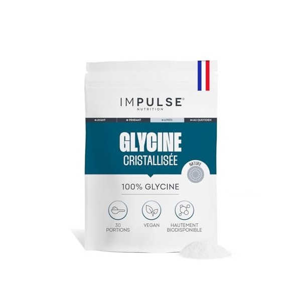 Impulse Nutrition - Glycine Cristallisée pure - Récupération, Sommeil Réparateur et Collagène - Système Nerveux et Articulati