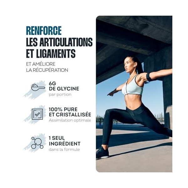 Impulse Nutrition - Glycine Cristallisée pure - Récupération, Sommeil Réparateur et Collagène - Système Nerveux et Articulati
