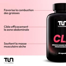 CLA 3000 MG | Action Ciblée sur la Cellulite et la Graisse Abdominale | Brûleur 100% Naturel | 80% d’Acide Linoléique Conjugu