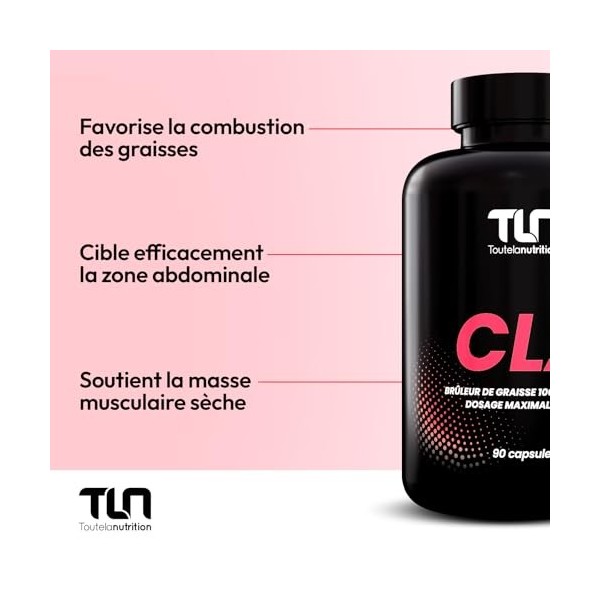 CLA 3000 MG | Action Ciblée sur la Cellulite et la Graisse Abdominale | Brûleur 100% Naturel | 80% d’Acide Linoléique Conjugu