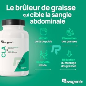 CLA 3000 mg | 80% d’Acide Linoléique Conjugué par dose | Brûleur de Graisse à Action Ciblé | 60 Capsules Vegan pour Hommes et