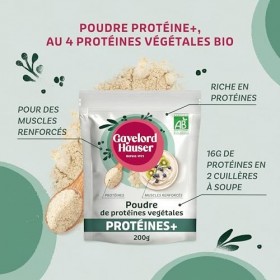 GAYELORD HAUSER – Poudre de Protéines végétales Bio – 2 Cuillères à Soupe - 16 g de Protéines – Adaptée aux Végétaliens – À M