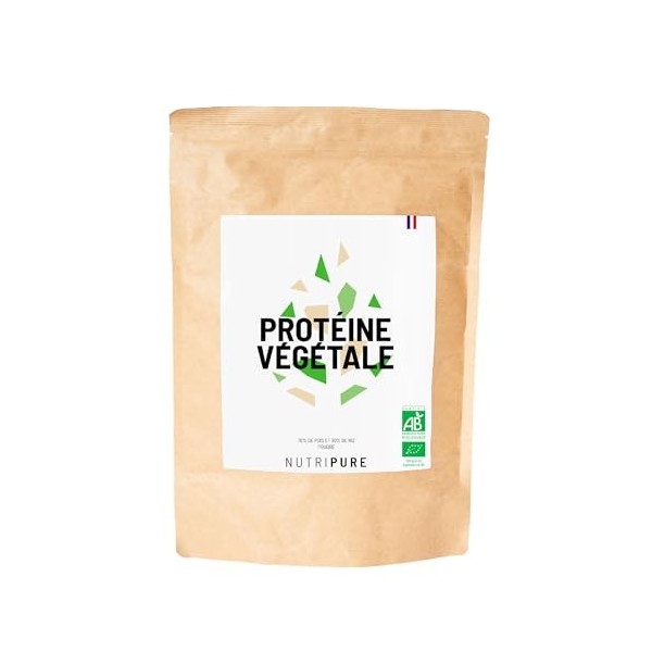 Nutripure | Protéine Vegan Bio | Neutre | Complément Alimentaire Sport & Musculation | Protéine Végétale de Pois et de Riz, B