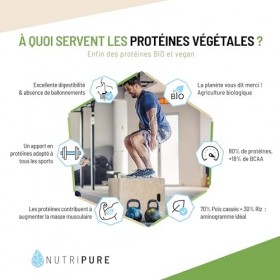 Nutripure | Protéine Vegan Bio | Neutre | Complément Alimentaire Sport & Musculation | Protéine Végétale de Pois et de Riz, B