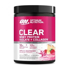 Optimum Nutrition Clear Whey + Collagène, Pomme & Framboise, 10 g Whey Isolate et 10 g Peptides de Collagène par Portion, Boi...